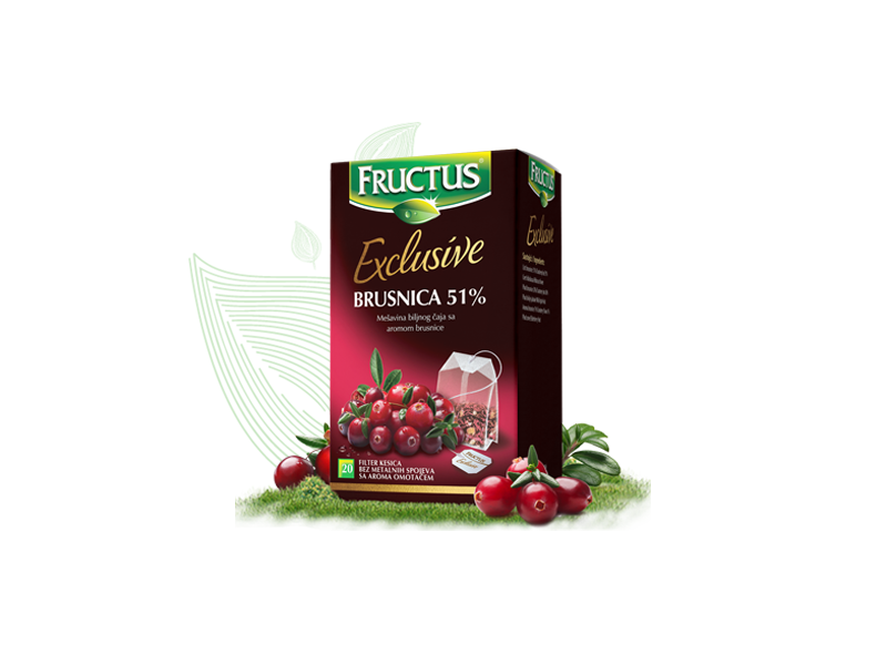 ČAJ BRUSNICA 51%-EXCLUSIVE 44G(20X2,2G) - FRUCTUS