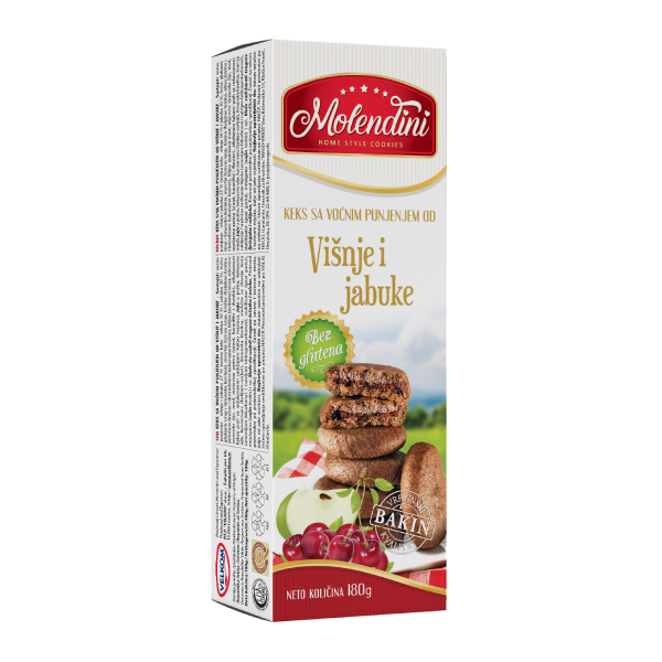 KEKS BEZ GLUTENA VIŠNJA, JABUKA 180G